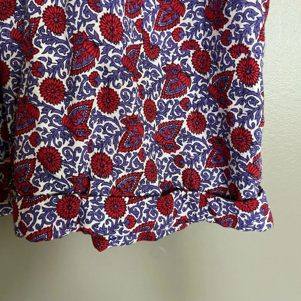 XIRENA Grady Romper Size XS White Blue Red‎ Floral Paisley Lightweight Casual
